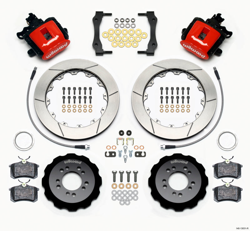 Wilwood Combination Parking Brake Rear Kit 12.88in Red 2013-2014 Ford Focus ST w/ Lines