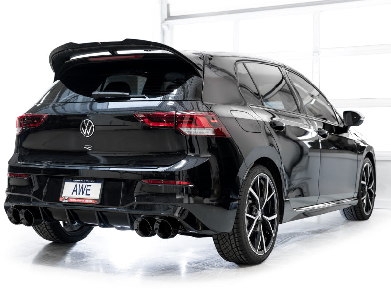 AWE Touring Edition Quad Exhaust - 3in, Diamond Black Tips for Volkswagen Golf R MK8