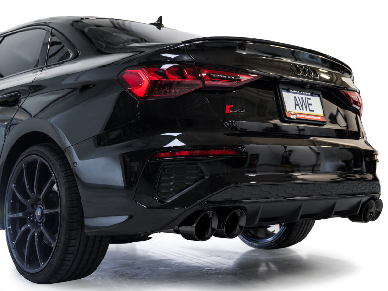 AWE Track Edition Exhaust - Diamond Black Tips for 22-24 Audi 8Y S3 - OneFastShop