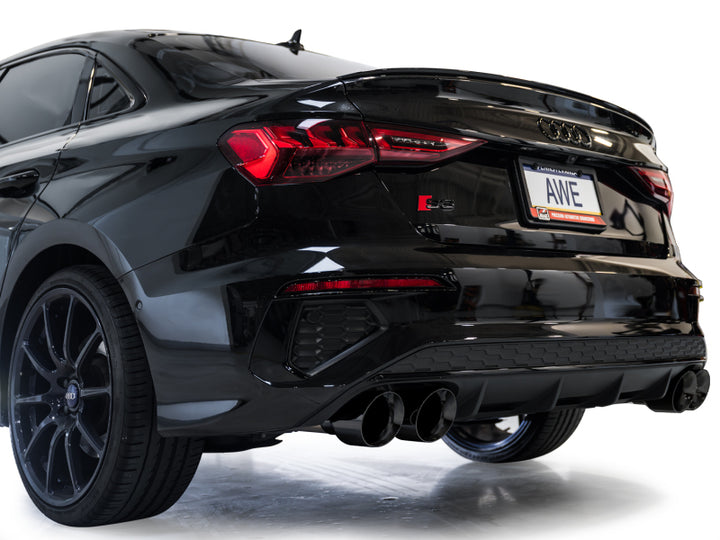 AWE Track Edition Exhaust - Diamond Black Tips for 22-24 Audi 8Y S3 - OneFastShop