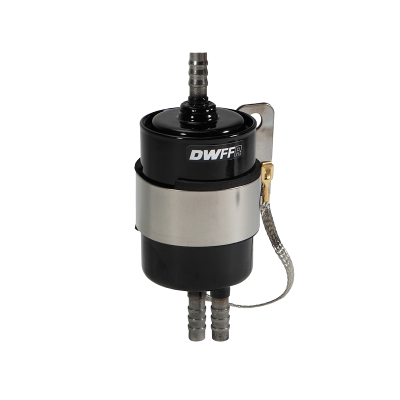 DeatschWerks 10 Micron 3/8in Barb Fuel Filter Regulator Stainless Steel - Black