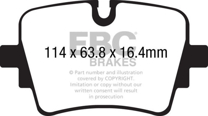 EBC Yellowstuff Rear Brake Pads for 14+ Jaguar F-Type 5.0 Supercharged (Cast Iron Rotors Only)