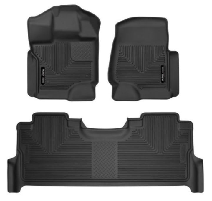 Husky Liners X-Act Contour Front & Rear Floor Liners for 2017 Ford F-250 Super Duty Crew Cab - Black - OneFastShop