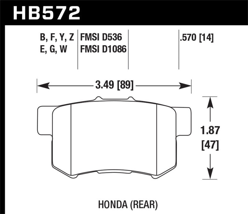 Hawk Performance HPS 5.0 Brake Pads - Rear Acura Legend, CL, RL (1991-2012)