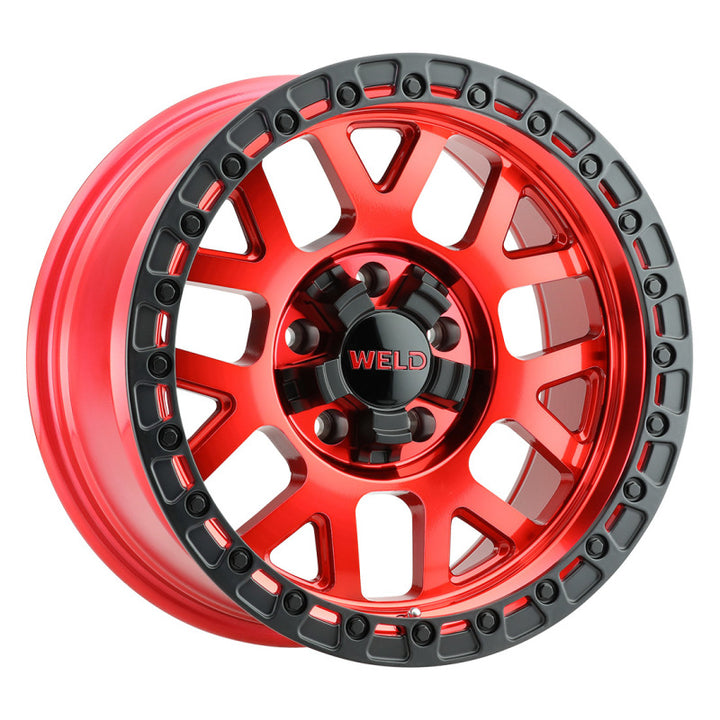 Weld Off-Road W133 17X9 Cinch Wheel 6X135 6X139.7 ET-12 BS4.50 Candy Red Satin Black Ring 106.1 (133)