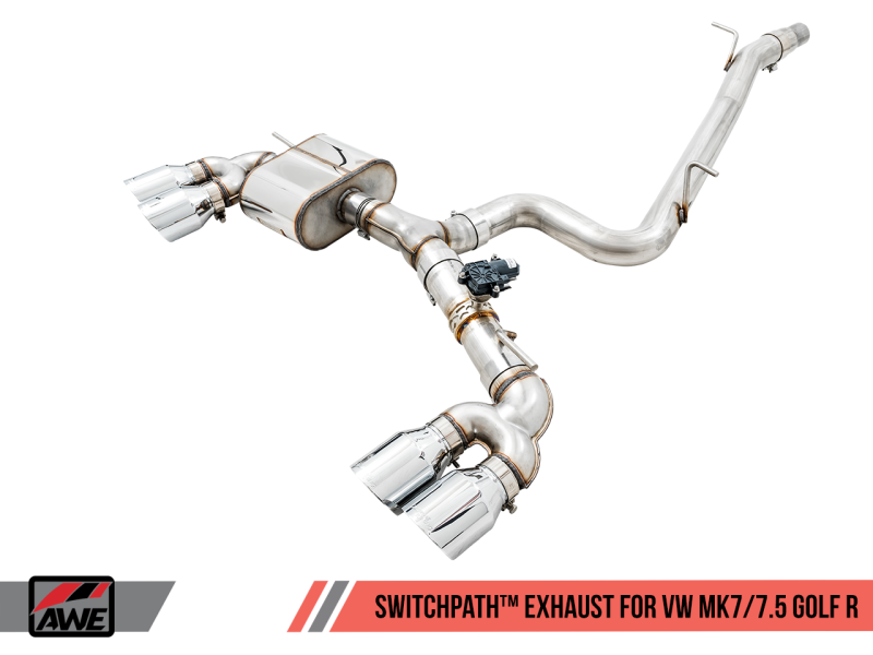 AWE Tuning Volkswagen Golf R MK7.5 SwitchPath Exhaust w/Chrome Silver Tips 102mm.