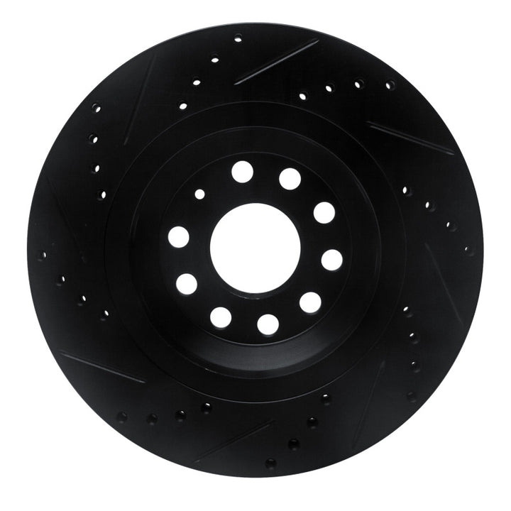 R1 15-25 Volkswagen GTI Rear Right Drilled And Slotted Black Brake Rotor