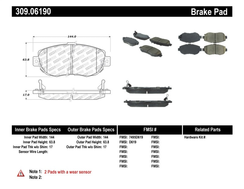 StopTech Performance Front Brake Pads for 00-05 Lexus IS 250/300/350 and 02-09 SC 300/400/430 - High Heat Resistance - OneFastShop