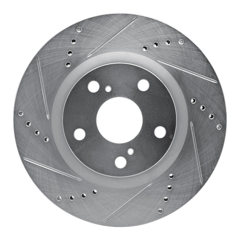R1 06-20 Lexus ES300H Front Left Drilled And Slotted Silver Brake Rotor