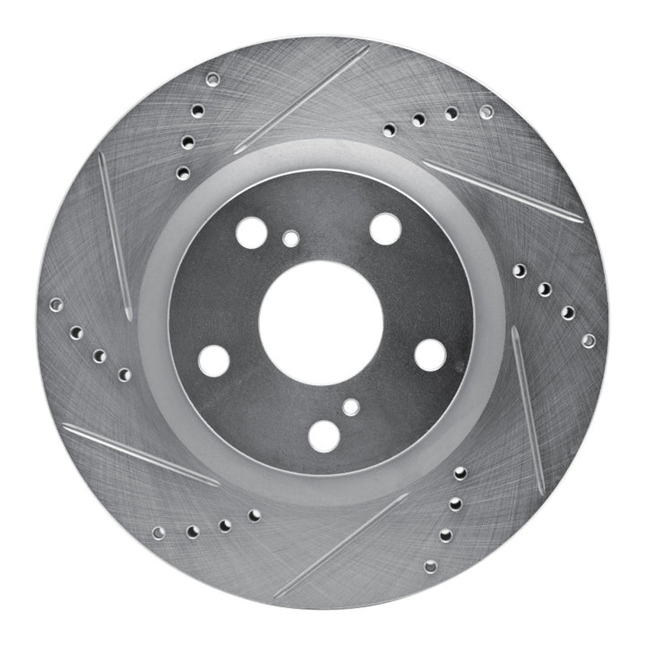 R1 06-20 Lexus ES300H Front Left Drilled And Slotted Silver Brake Rotor