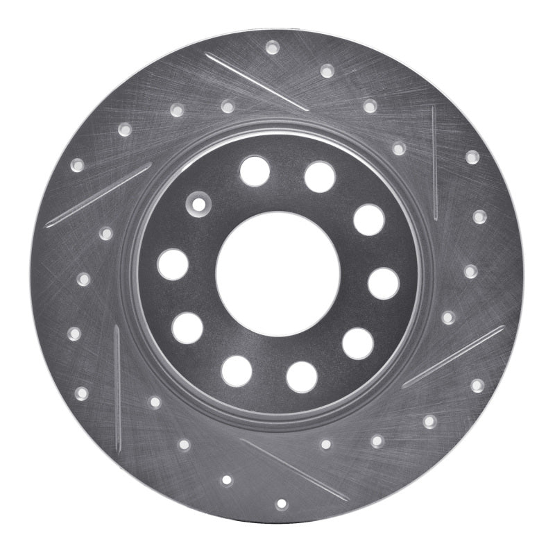 R1 Concepts eLINE Silver Series Rear Right Drilled and Slotted Brake Rotor - Audi A3 2010-2025