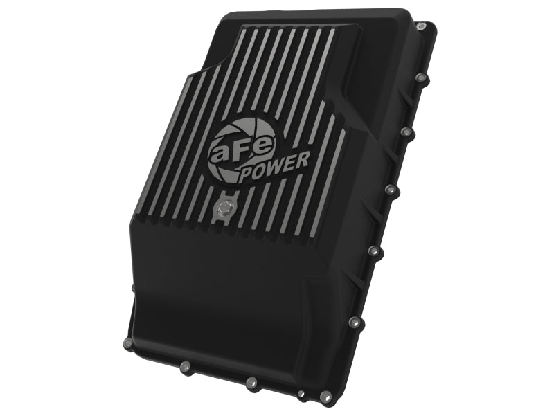 aFe Pro Series Rear Transmission Pan Black for 2017-2024 Ford F-150 10R60/10R80 with Machined Fins and Increased Fluid Capacity