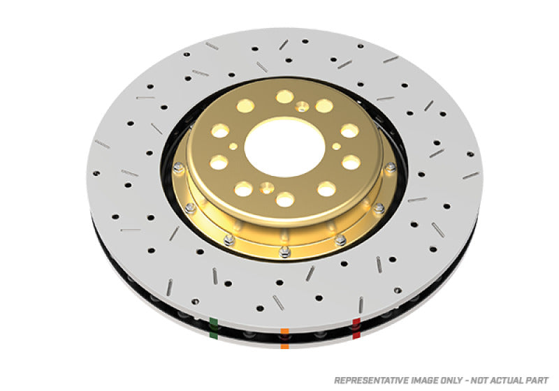 DBA 09+ Nissan GTR R-35 Front Drilled & Slotted 5000 Series 2 Piece Rotor Assembled with Black Hat (Av