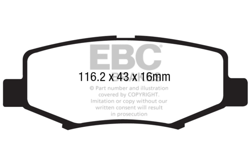 EBC Extra Duty Rear Brake Pads - Jeep Wrangler, Wrangler JK, Dodge Nitro 2007-2018