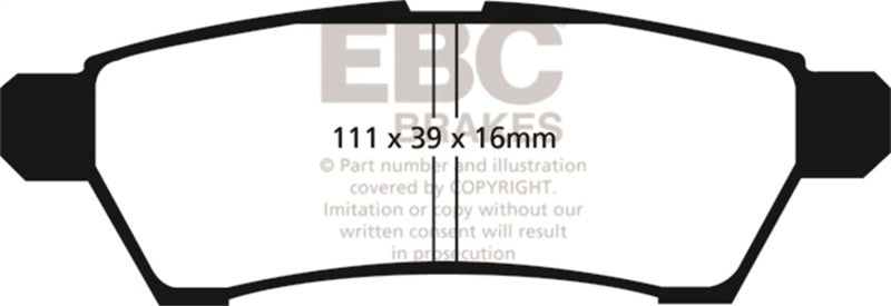 EBC Greenstuff 6000 Rear Brake Pads - Nissan Frontier, Pathfinder 2005-2026, view 3