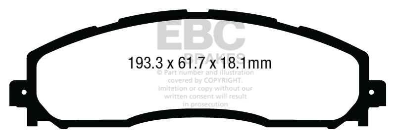 EBC Greenstuff 6000 Rear Brake Pads - Ford F-250 Super Duty, F-350 Super Duty, F-450 Super Duty 2013-2022