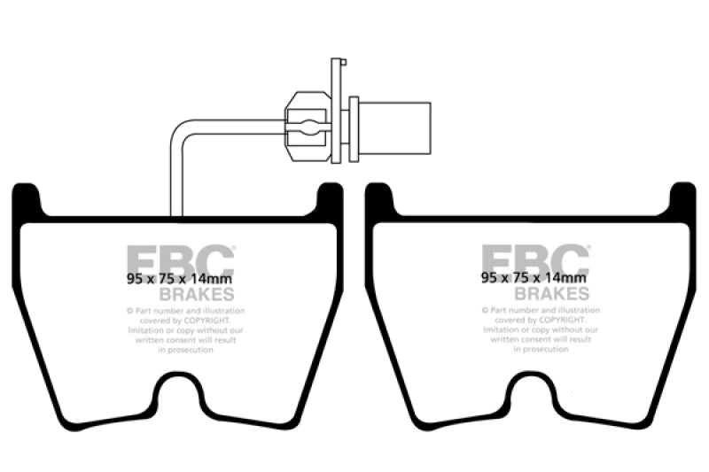 EBC Yellowstuff Front Brake Pads - Audi R8, Lamborghini Gallardo, Murcielago 2003-2023