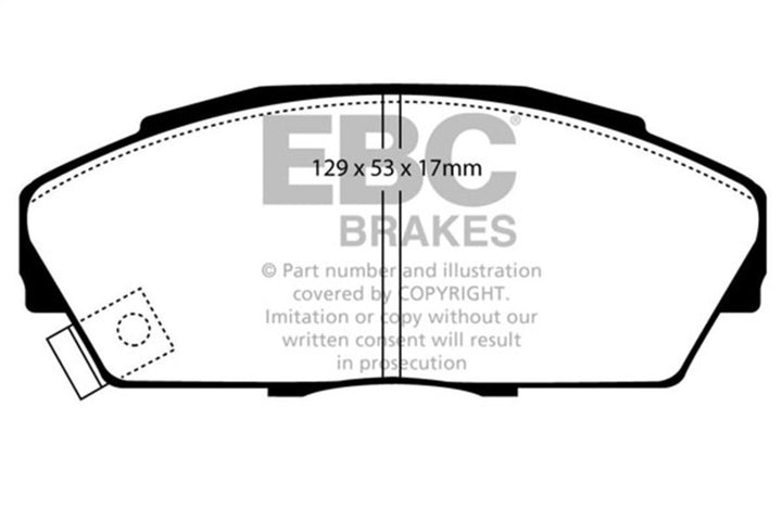 EBC Yellowstuff Front Brake Pads - Acura Integra, Legend, Honda Accord, Civic, Prelude 1986-1993, view 2