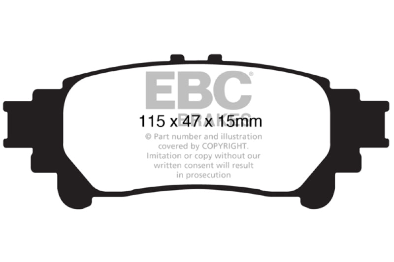 EBC Yellowstuff Rear Brake Pads - Toyota Sienna, Highlander, Lexus IS350 2010-2022