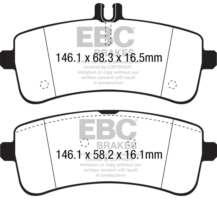 EBC Yellowstuff Rear Brake Pads - Mercedes-Benz AMG GT, AMG GT C, AMG GT R 2014-2021, view 2