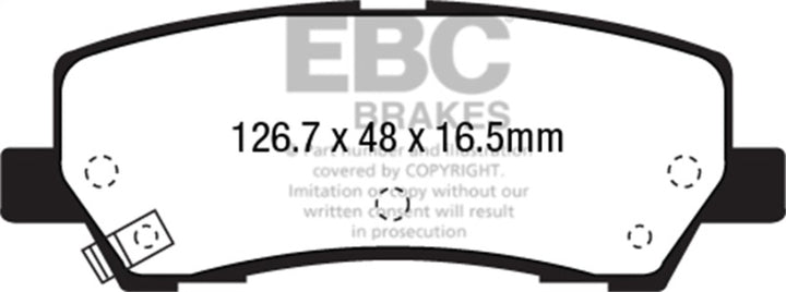 EBC Yellowstuff Rear Brake Pads - Ford Mustang (EcoBoost) 2015-2023, view 3