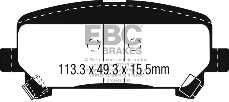 EBC Yellowstuff Rear Brake Pads - Chevrolet Colorado, GMC Canyon 2015-2018, view 3