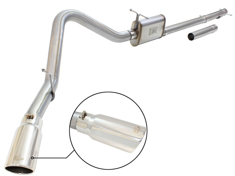 aFe MACHForce XP Exhaust 3in-3.5in SS Single Side Exit with Polish Tip for 99-04 Ford F-250 V8 5.4L/6.8L