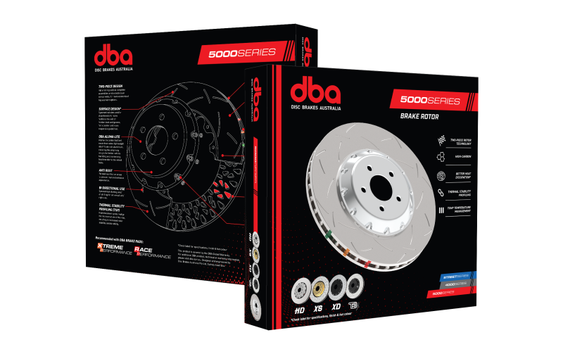DBA 5000 Series Slotted Front Brake Rotor Black Hat for 11-17 Jeep Grand Cherokee Trackhawk 62L V8 - OneFastShop