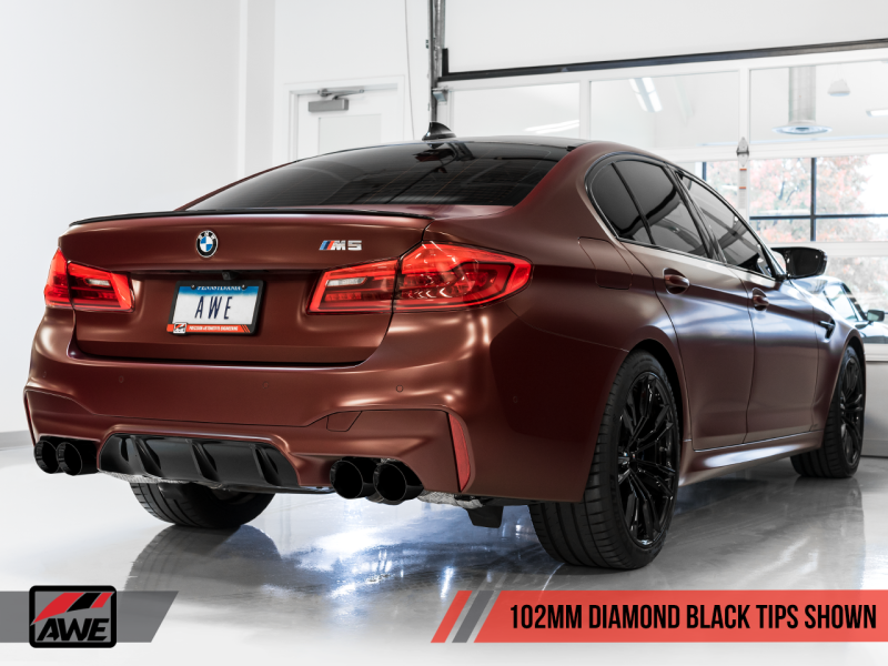 AWE Tuning 18-19 BMW M5 (F90) 4.4T AWD Cat-back Exhaust - Track Edition (Diamond Black Tips).