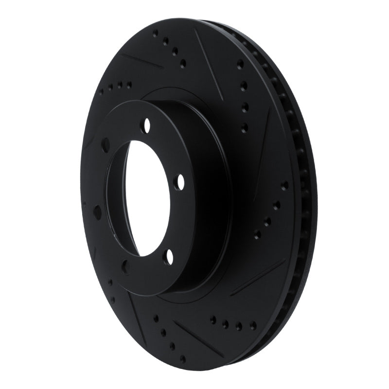 R1 03-09 Lexus GX470 Front Right Drilled and Slotted Black Brake Rotor