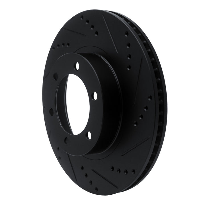 R1 03-09 Lexus GX470 Front Right Drilled and Slotted Black Brake Rotor