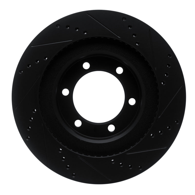 R1 03-09 Lexus GX470 Front Left Drilled and Slotted Black Brake Rotor