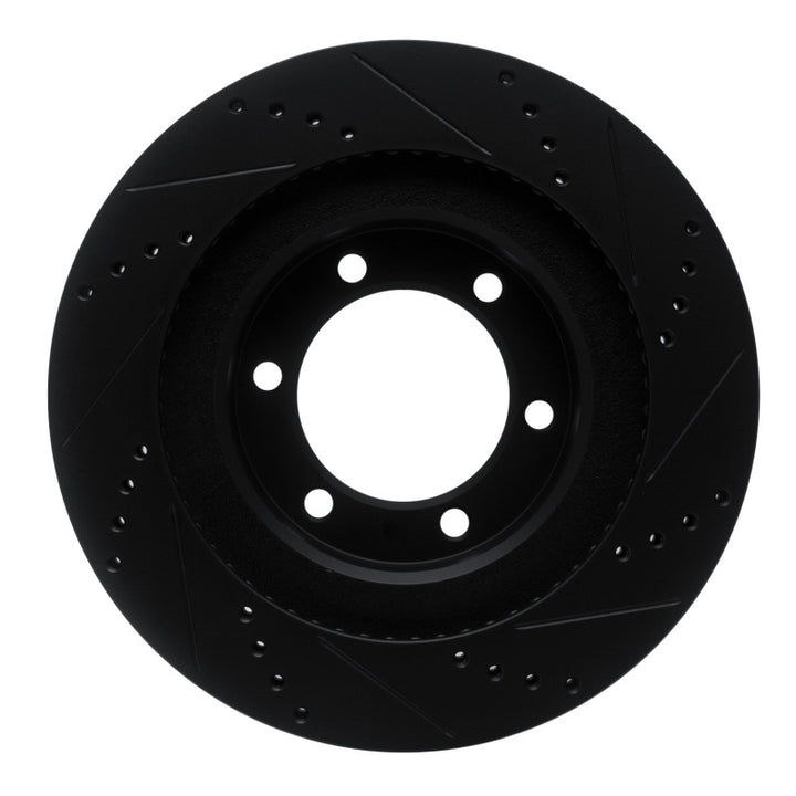 R1 03-09 Lexus GX470 Front Left Drilled and Slotted Black Brake Rotor