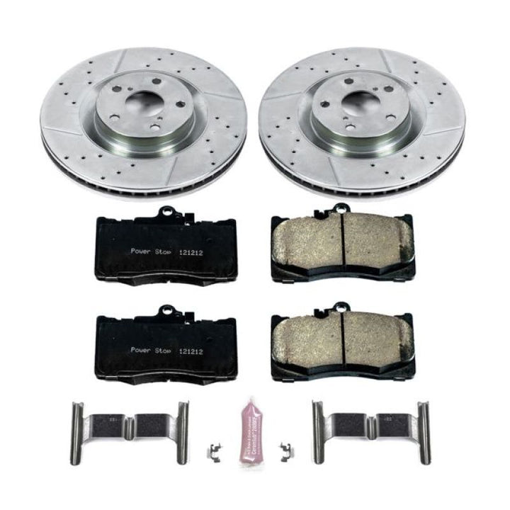 PowerStop Z23 Evolution Sport Brake Kit for 13-19 Lexus GS350 - Drilled Slotted Rotors Low Dust Pads - OneFastShop
