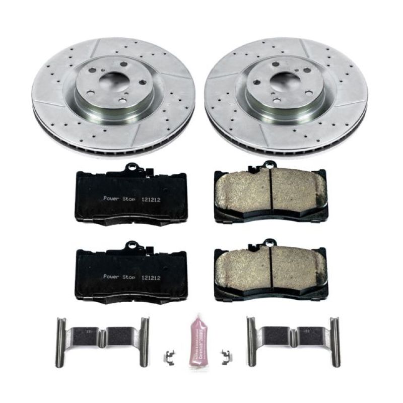 PowerStop Z23 Evolution Sport Brake Kit for 13-19 Lexus GS350 - Drilled Slotted Rotors Low Dust Pads - OneFastShop