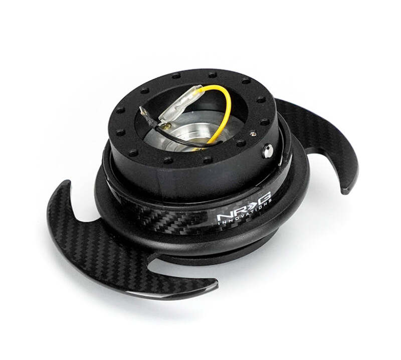 NRG Gen 3.0 Steering Wheel Quick Release Kit - Black Body / Carbon Fiber Ring & Handles