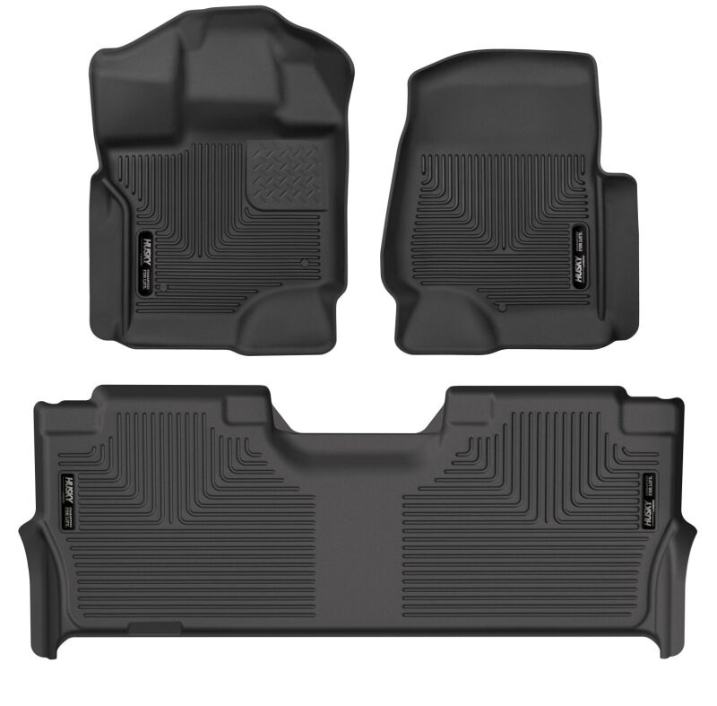 Husky Liners WeatherBeater Black Front and Second Seat Floor Liners for 21-24 Ford F-150 SuperCrew - OneFastShop