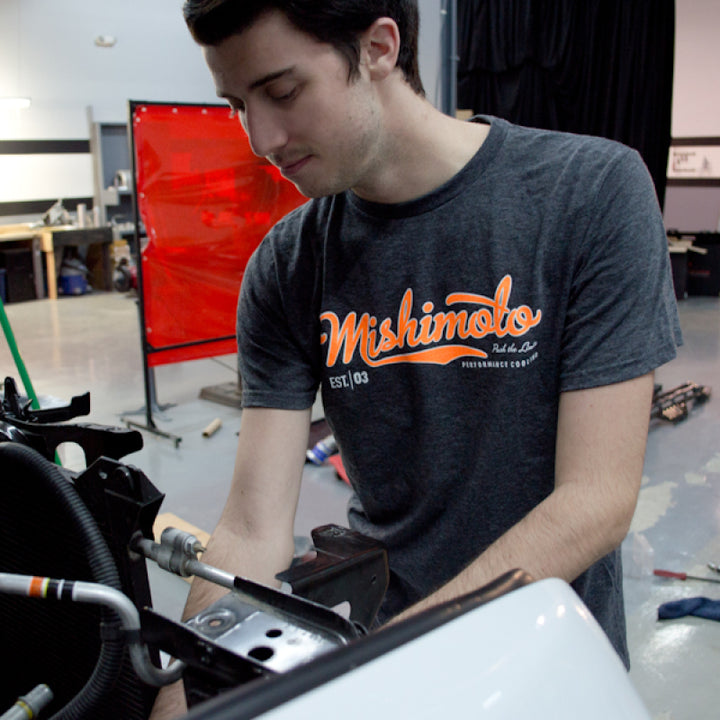 Mishimoto Athletic Script Heather Gray T Shirt Small - OneFastShop