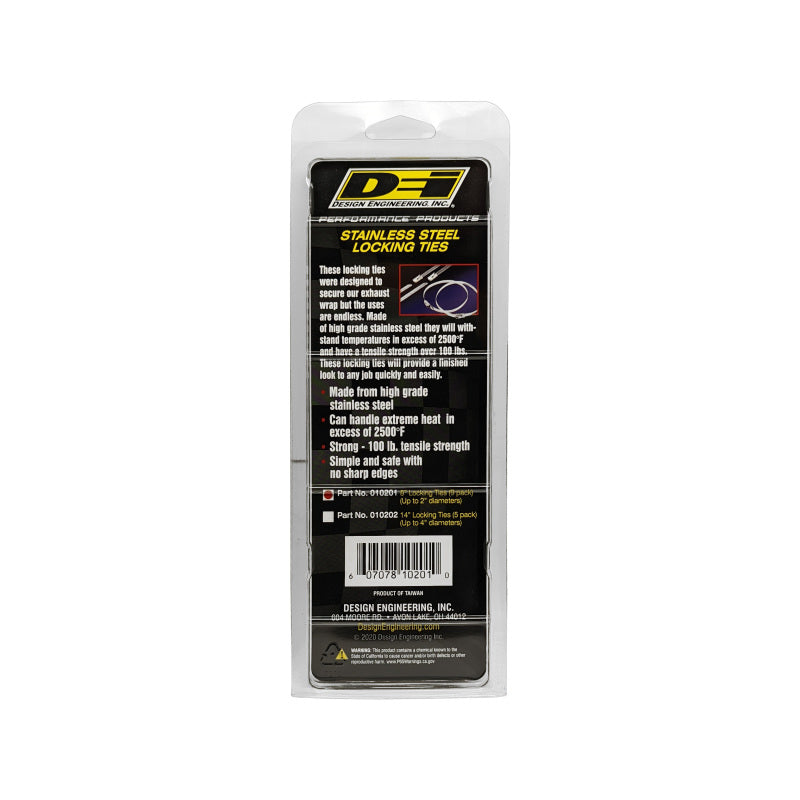 DEI Stainless Steel Locking Tie 8in 100lbs Tensile Strength 8 Per Pack