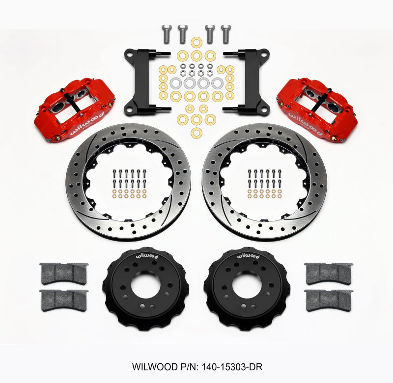 Wilwood Narrow Superlite 6R Front Hat Kit 13.06 Drilled Red for 63-87 C10 with Wilwood Pro Spindles - OneFastShop