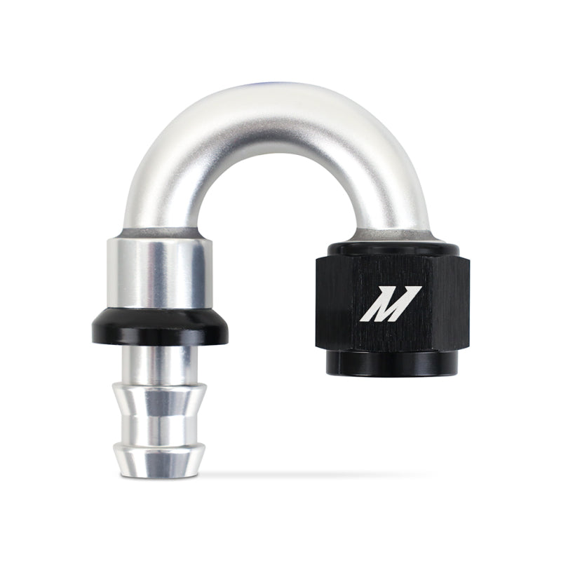 Mishimoto Push Lock Fitting 180 Degree 8AN Silver Black