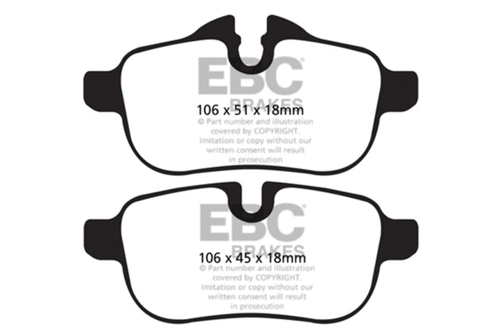 EBC Yellowstuff Rear Brake Pads for 09+ BMW Z4 3.0 (E89) - High Performance for Street and Track Driving - OneFastShop