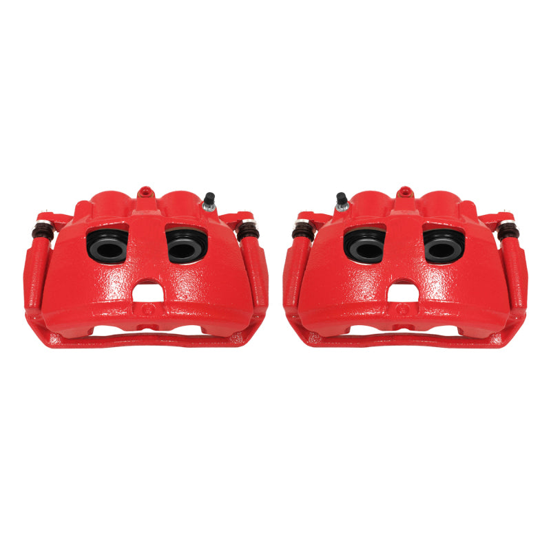 PowerStop Rear Red Calipers with Brackets Pair for 09-10 Dodge Ram 2500 - OneFastShop