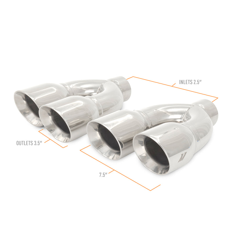 Mishimoto Steel Dual Y Muffler Tip 2.5 Inch Inlet Polished Finish Universal Fit - OneFastShop