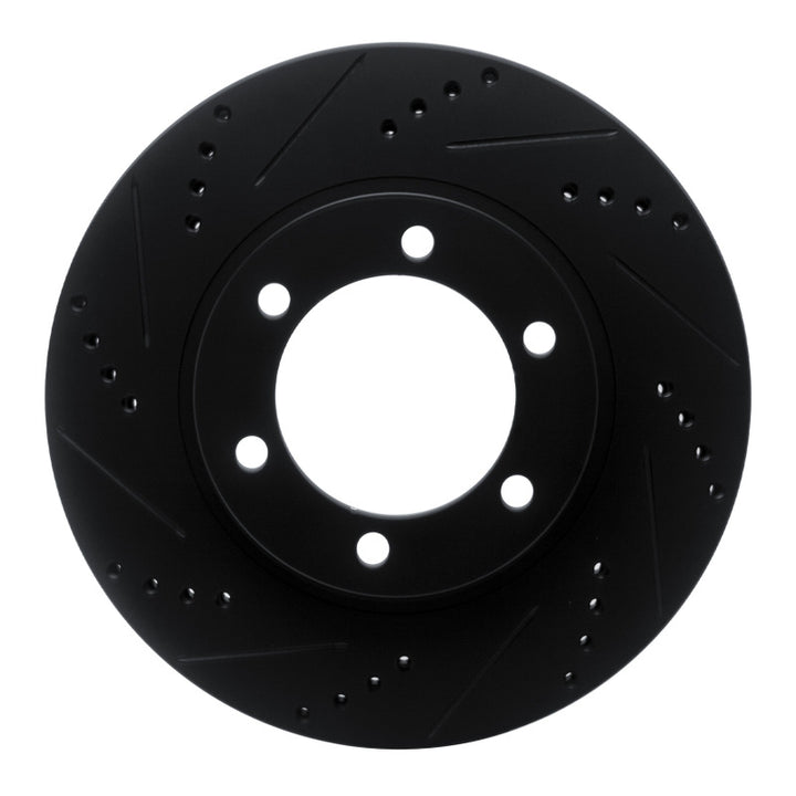 R1 03-09 Lexus GX470 Front Left Drilled and Slotted Black Brake Rotor