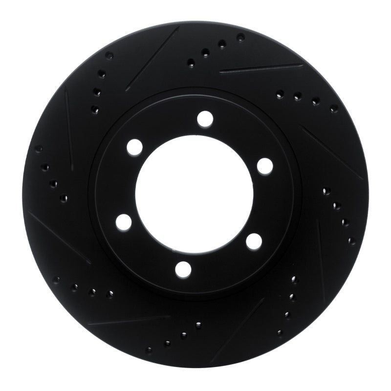 R1 03-09 Lexus GX470 Front Left Drilled and Slotted Black Brake Rotor