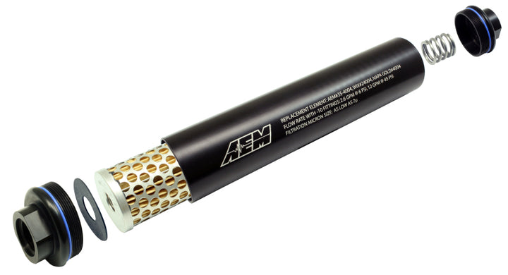 AEM Universal High Flow -10 AN Inline Black Fuel Filter.