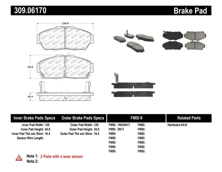 StopTech Performance Front Brake Pads for 93-95 Honda Civic Coupe and 94-95 Civic Hatchback/Sedan - OneFastShop