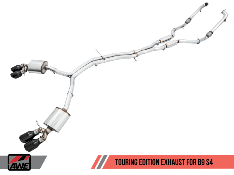 AWE Tuning Audi B9 S4 Touring Edition Exhaust - Non-Resonated (Black 102mm Tips).