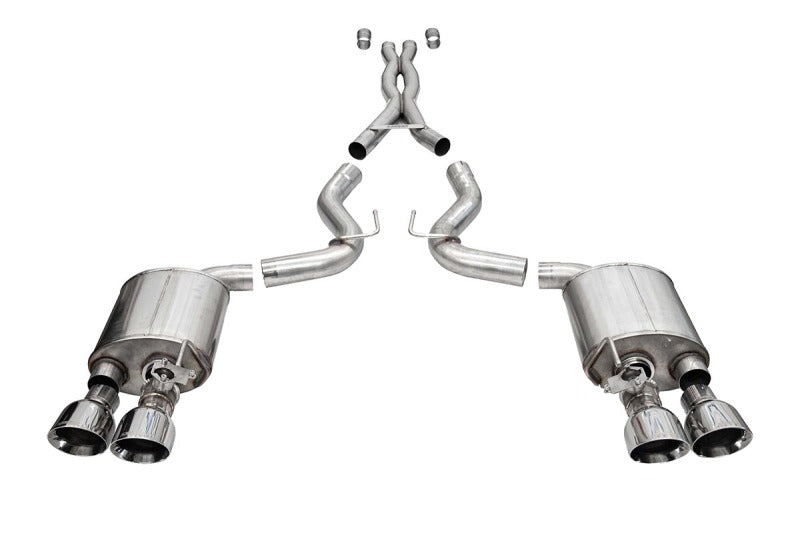 Corsa Xtreme Valved Cat-Back Exhaust - Ford Mustang Shelby GT500 (S550) 2020-2022 - Polished Slash Tips